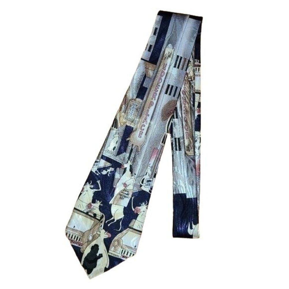 Vintage Mens Accessories, Fratello Necktie "Underplace" Socialite Cow Theme Tie